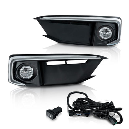 G-PLUS Front Bumper Fog Lights W/Switch Left & Right Side Compatible with Honda Civic 2-Door Coupe/ 4-Door Sedan 2019-2020 33950T5RA01, 33950TBAA01, 71185TBAK50, 71180TBAK50 Clear Lens