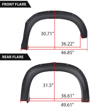 G-PLUS Fender Flares 4PCS Compatible with Chevy Silverado 1500 2019 2020 2021 (Not Fit GMC Sierra/ 2019 LD) Smooth Pocket Riveted Black