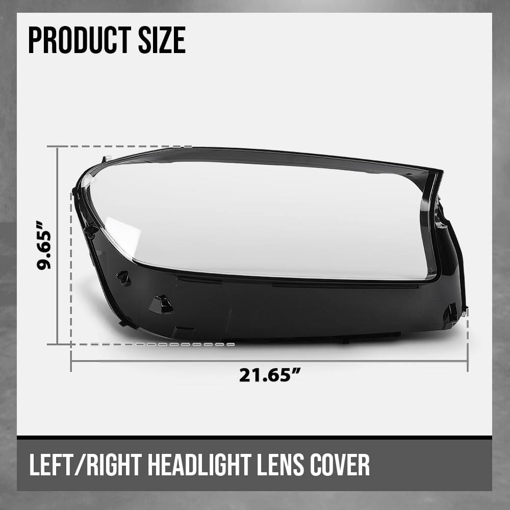 G-PLUS Headlight Lens Cover Compatible with Benz GLS X167 GLS350 GLS350d GLS500 GLS550 GLS450 GLS580 2020-2023 Fit Benz GLS63 AMG 2021-2023 Left & Right Front Headlamp Lens Cover Clear