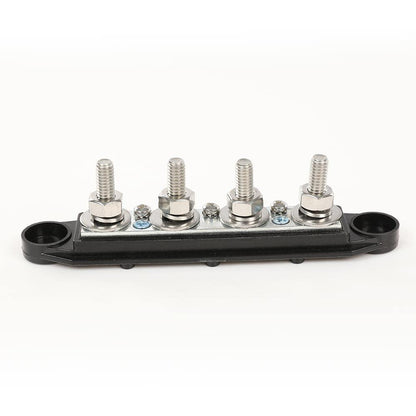 G-PLUS 4 Post Power Distribution Block Bus Bar with Cover, Busbar Power Battery Terminal Distribution Block 5/16" Posts 12V 250A, 4 Post Busbar Power Distribution Block Black