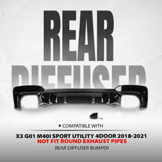 G-PLUS Rear Diffuser for BMW X3 G01 M40i 2018-2021 Gloss Black Product Image