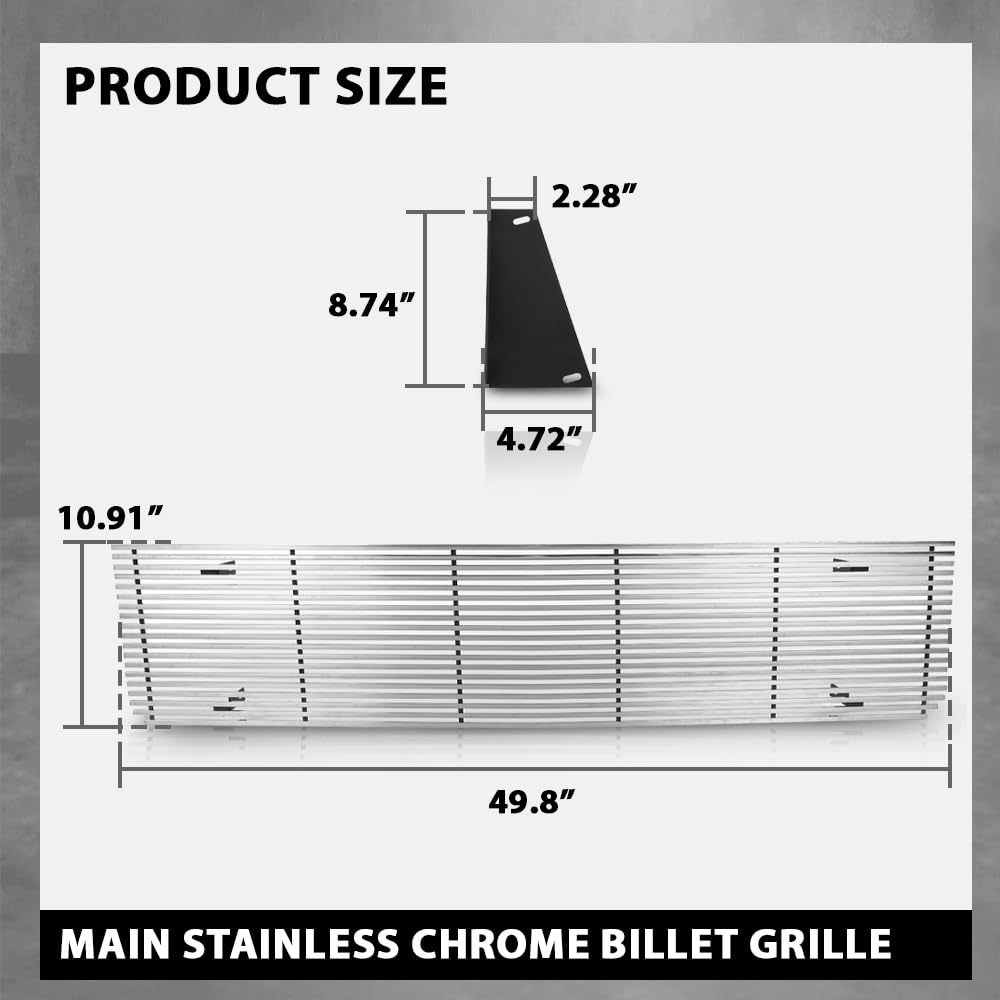 G-PLUS Main Stainless Steel Chrome Billet Grille Grill Compatible with Chevy Blazer C/K Pickup Suburban 1973-1980, Compatible with GMC C/K Pickup Suburban 1973-1980