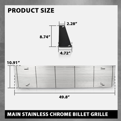 G-PLUS Main Stainless Steel Chrome Billet Grille Grill Compatible with Chevy Blazer C/K Pickup Suburban 1973-1980, Compatible with GMC C/K Pickup Suburban 1973-1980