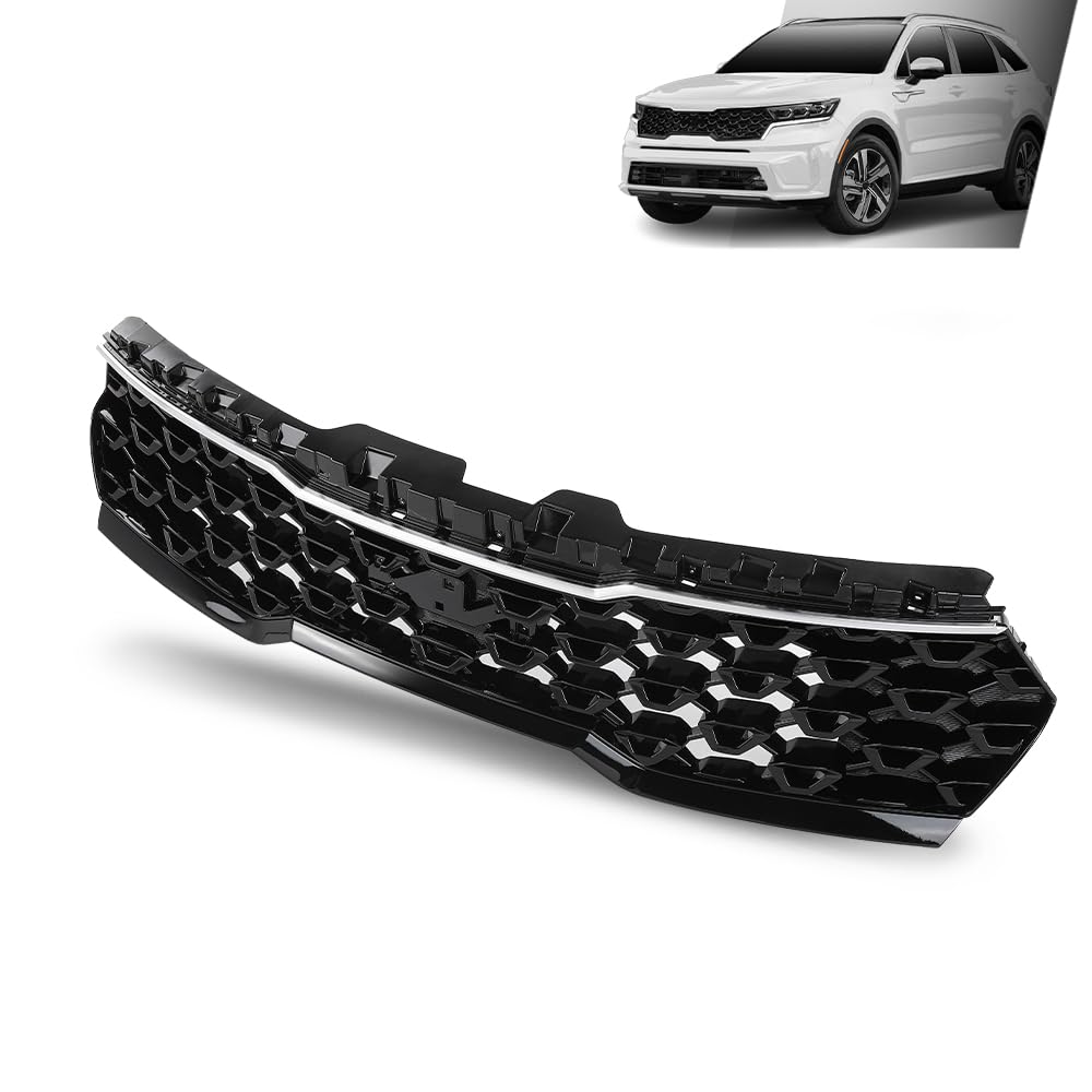 G-PLUS Bumper Radiator Grille Grill, Compatible with Kia Sorento 1.6L 2.5L 2022-2023 W/O Camera Hole, 86350P2500, 86350-P2500, 86350 P2500