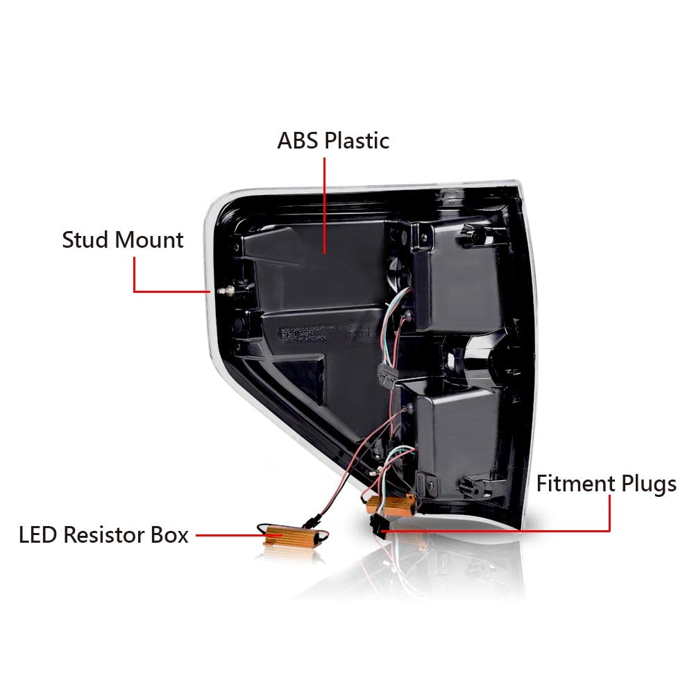 G-PLUS LED Rear Tail Lights Compatible with Ford F150 2009-2014 Clear Lens Black Housing Left Driver & Right Passenger Tail lights Rear Brake Lamps Assembly Luces Traseras Faros Traseros