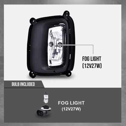 G-PLUS Front Driving Fog Light With Bezel Set Compatible with Kia Sorento 2014 2015 Smoke Lens Fog Lamp With Bulbs