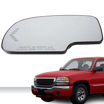 G-PLUS Heated Mirror Glass w/Turn Signal Compatible with Chevy Silverado/Chevy Tahoe/GMC Sierra/GMC Yukon/Cadillac Escalade 2003-2006 Left Side, GM1324102, 88944391