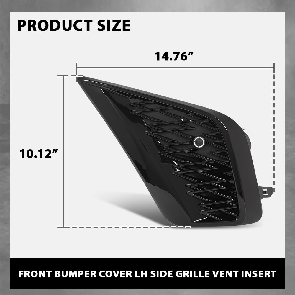 G-PLUS Front Bumper Grille Vent Insert Left Compatible with LX NX300 Base/F Sport/Luxury 2018-2021,Compatible with LX NX300h 2021 5314278090, LX1038135, 53142-78090 Gloss Black