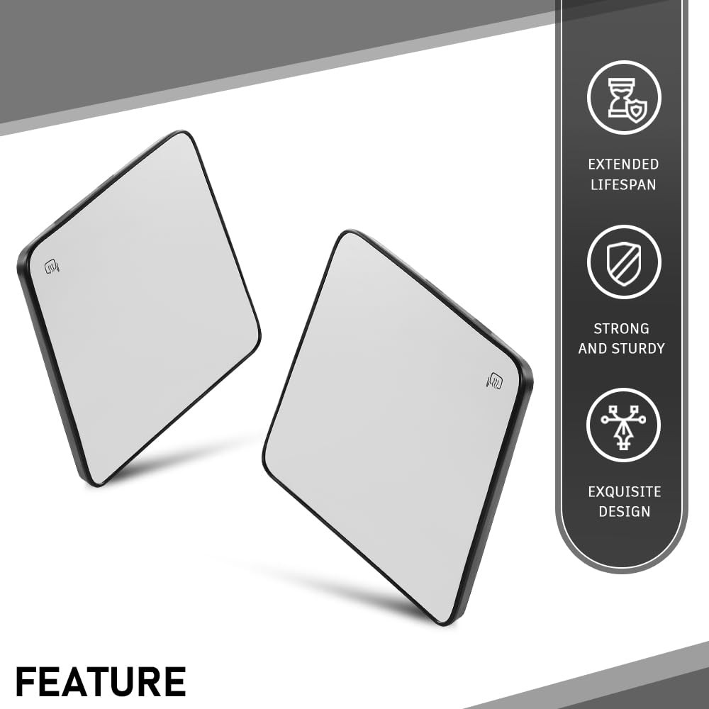 G-PLUS Mirror Glass Heated Left+Right Upper Compatible with Ford F150 Pickup Truck 2013-2014,Fit Ford F250 F350 F450 F550 Super Duty 2008-2016 FO1324150, FO1325150 White