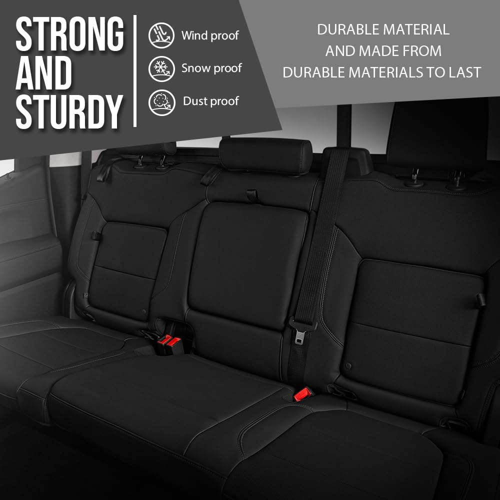 G-PLUS Seat Covers Full Kit Factory Style Compatible with Chevy Silverado 1500/2500/3500 LT, Custom and Trailboss Crew Cab New Body Style 2019 2020 2021 Black