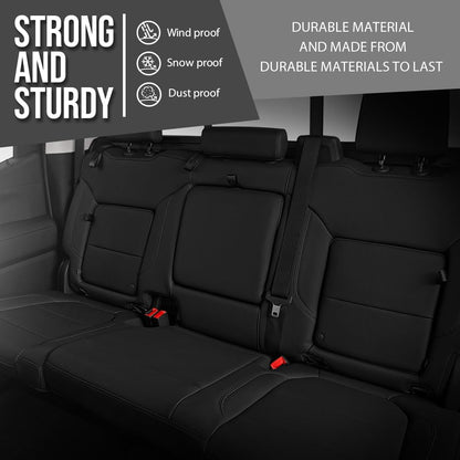 G-PLUS Seat Covers Full Kit Factory Style Compatible with Chevy Silverado 1500/2500/3500 LT, Custom and Trailboss Crew Cab New Body Style 2019 2020 2021 Black