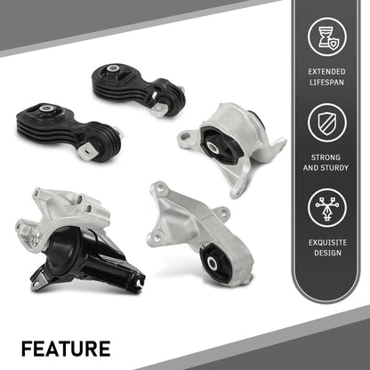 G-PLUS Engine Mount Set Compatible with Honda CR-V 2015-2017 2.4L Engine Automatic Transmission A65081, A65053 Motor Mount Kit 5pcs