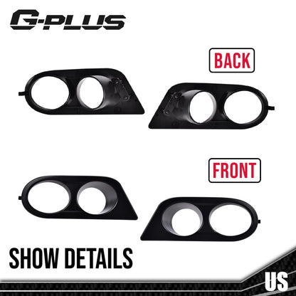 G-PLUS Fog Light Frames Compatible With BMW 3 Series E46, Bumper Fog Lamp Cover Pair LH & RH (Dumb Black)