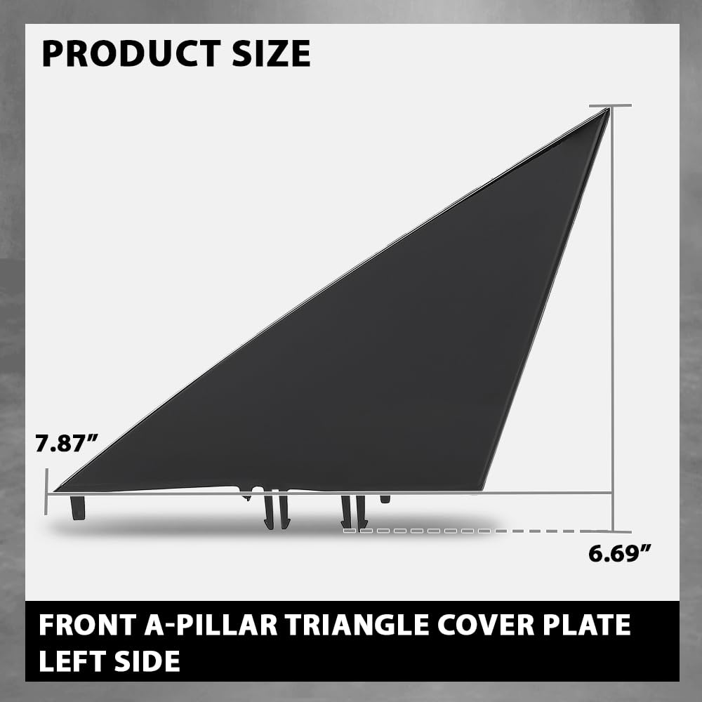 G-PLUS Front A-Pillar Triangular Cover Plate Left Compatible with Tesla Model 3 2017-2023 1130655 00 E, 1130655-00-E Gloss Black