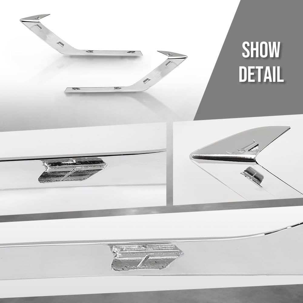 G-PLUS Front Bumper LH+RH Trim Fog Light Molding Compatible with Volvo S60 V60 2019 2020 2021 2022 31455511, 31455512 Silver