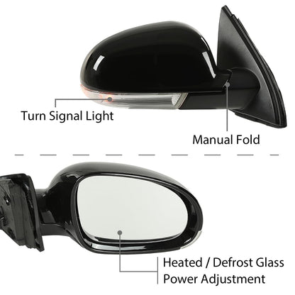 G-PLUS Mirror Power Heated Turn Signal Puddle Light Right Passenger Side Compatible with Volkswagen Jetta 2005-2010 VW1321123 1K1857508BH9B9