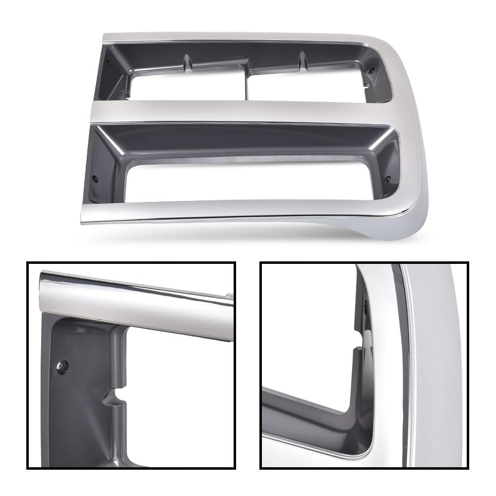 G-PLUS Front Headlight Headlamp Bezel Trim Chrome Surround Pair Compatible with Chevy G10 G20(submodel: Beauville, Chevy Van, Sportvan) 1992-1995/Fit Chevy G30 1992-1996 Headlight Bezel Silver