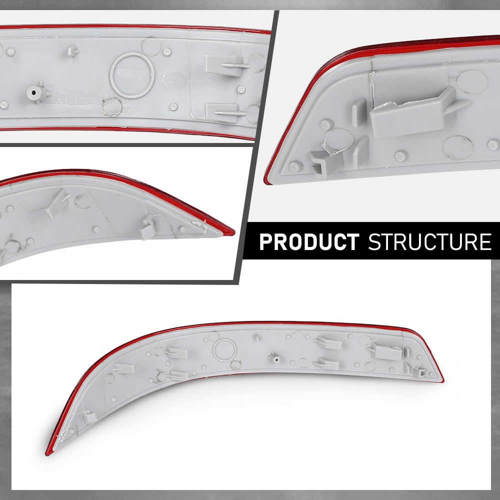 G-PLUS Pair Rear Bumper Reflector Light, Compatible with Benz GL-Class X164 GL350 GL450 GL550 2010-2012, Left & Right Side 2PCS, 1648200974, 1648201074
