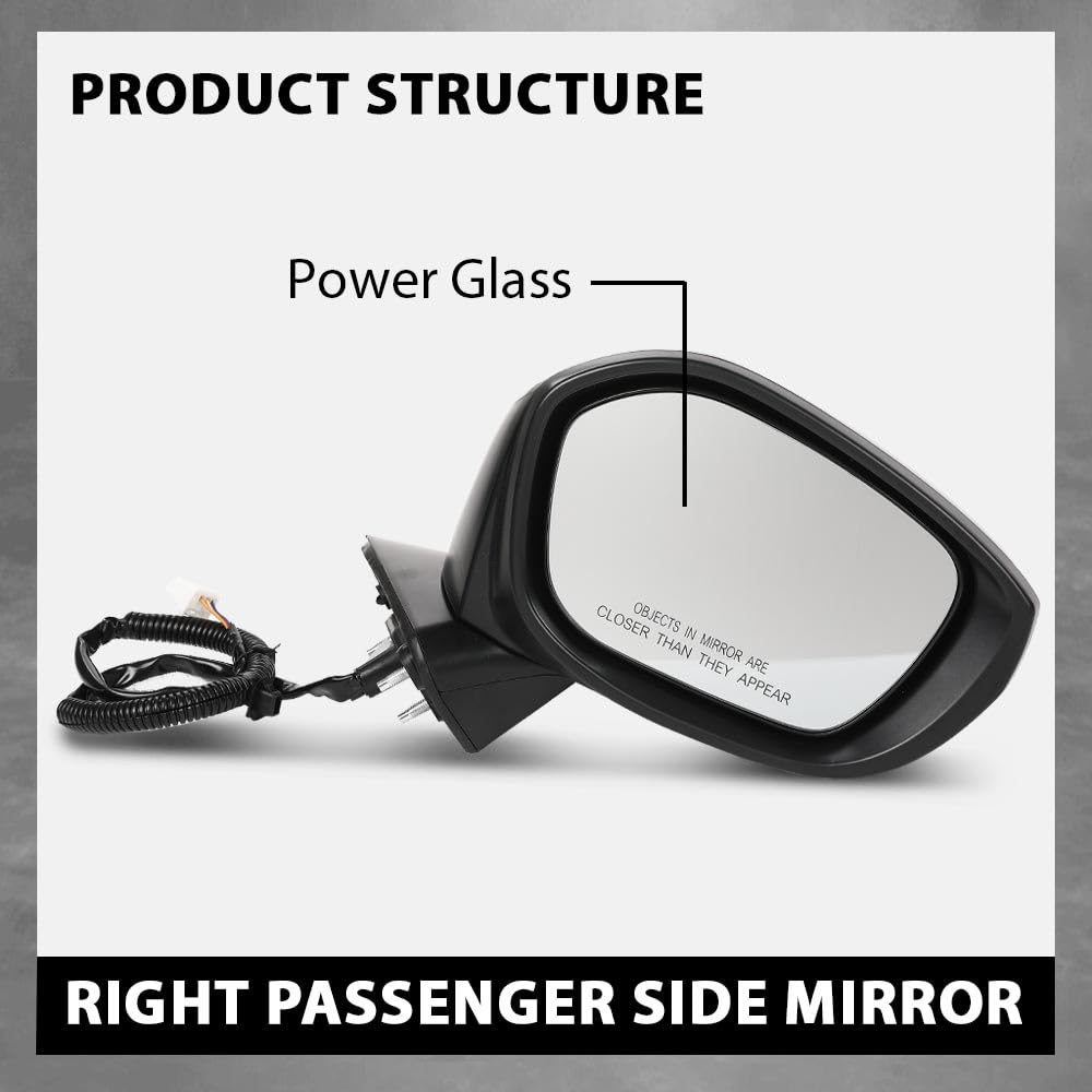 G-PLUS Power Mirror w/ 3-Pin Right Passenger Side Compatible with Honda Civic LX/Sport 2022-2023 Manual Folding 76208T20A01-PFM HO1321350 Glossy Black