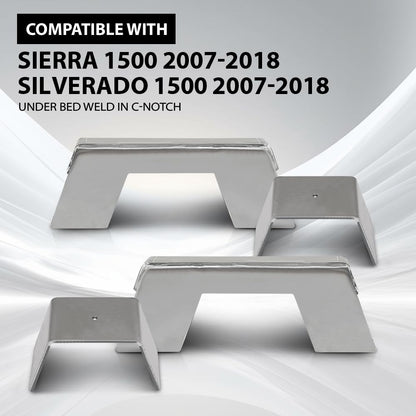 G-PLUS Under Bed Weld In C-Notch Compatible with Chevy Silverado 1500 2007-2018 GMC Sierra 1500 2007-2018 Silver