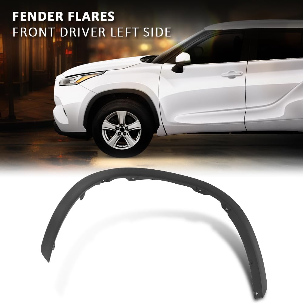 G-PLUS Front Left Fender Flare Compatible with Toyota Highlander 2020 2021 2022 Wheel Arch Trim 750860E040