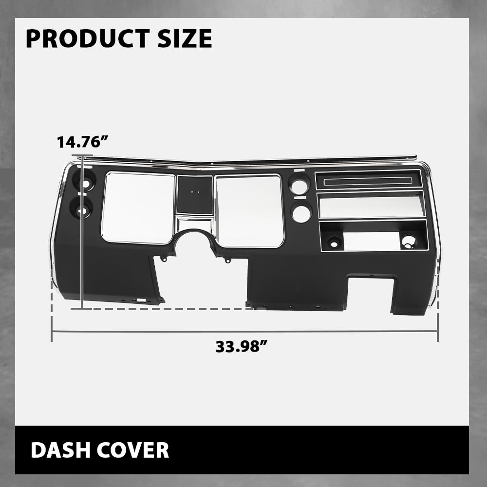 G-PLUS Dash Instrument Panel Bezel Cover, Compatible with Chevy Chevelle El Camino 1968 Without Air Black
