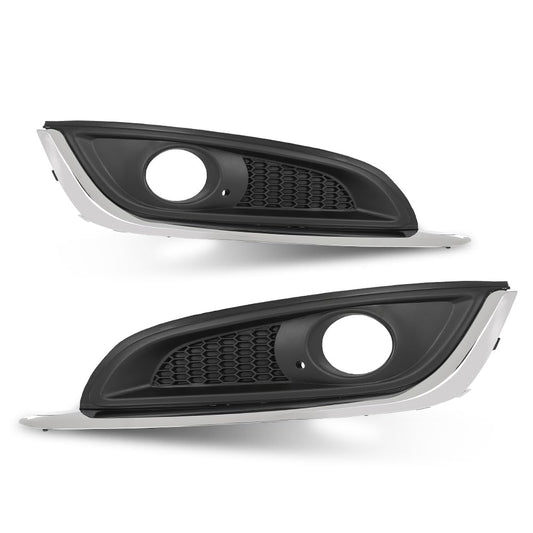 G-PLUS Front Side Fog Lamp Bezel Insert Set of 2pcs Compatible with Buick Regal 2014 2015 2016 2017 23142357, 23142358, GM1038275, GM1039275 Chrome Black