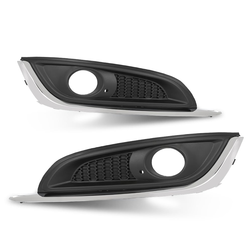 G-PLUS Front Left Bumper Grille Fog Light Bezel Lamp Trim Compatible with Buick Regal 2014 2015 2016 2017 23142357, GM1038275 Chrome Black