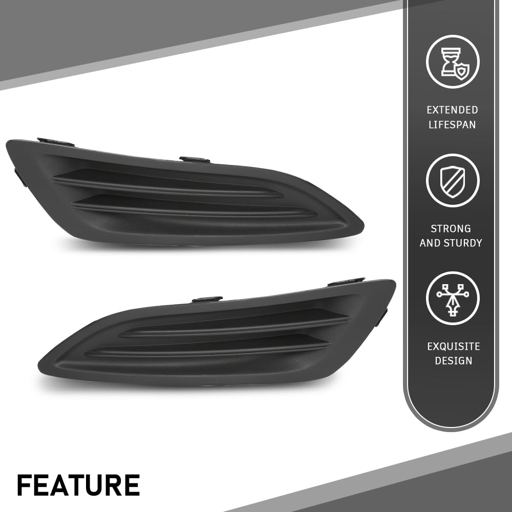 G-PLUS Pair Front Bumper Fog Light Lamp Cover, Compatible with Ford Fiesta 2014-2019, LH Driver & RH Passenger Side 2PCS, D2BZ15266AA, D2BZ15266BA