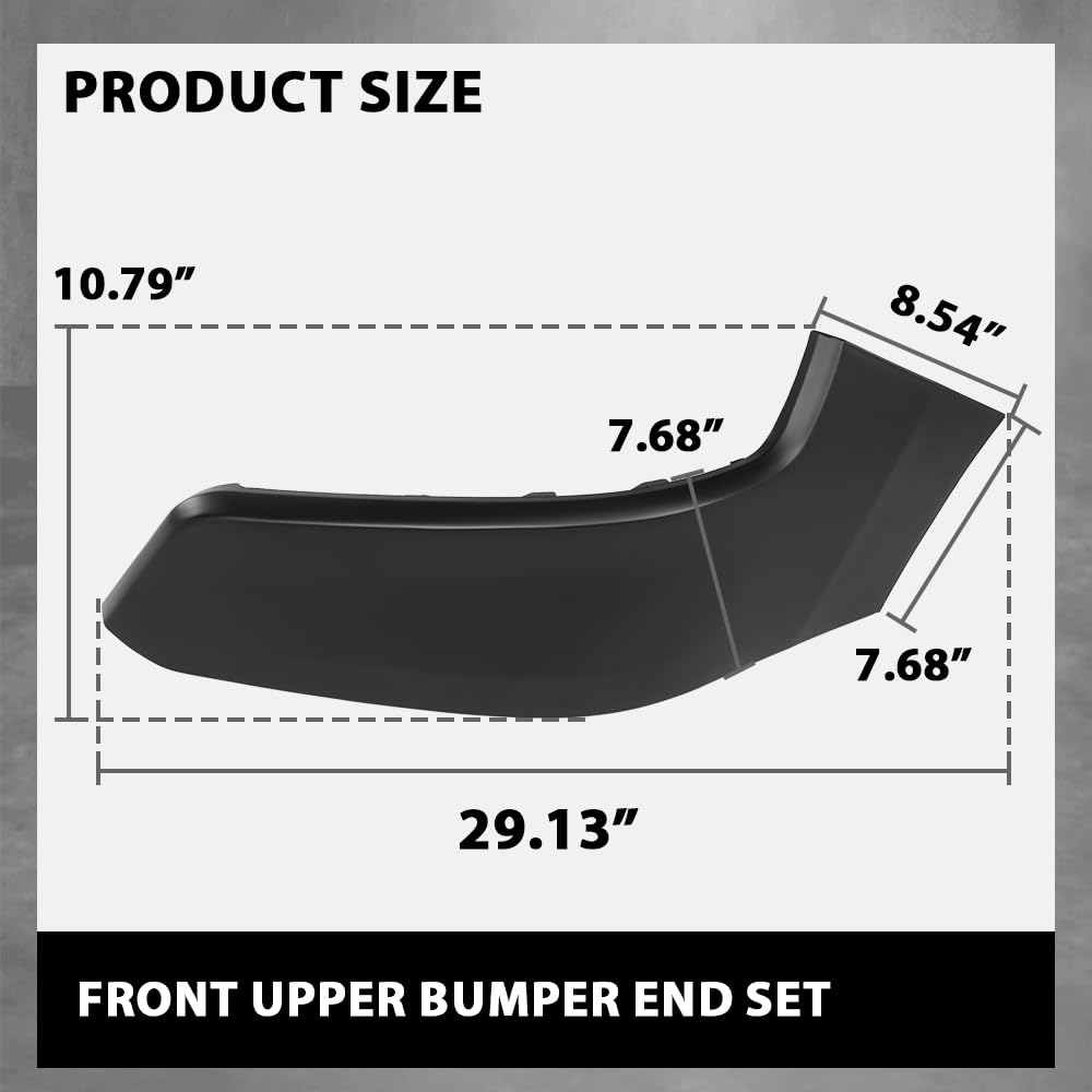 G-PLUS Front Upper Primed Bumper End Filler Compatible with Dodge Ram 1500 2019 2020 2021 2022, 68403910AE, 68403911AE, CH1017103, CH1016103, Black