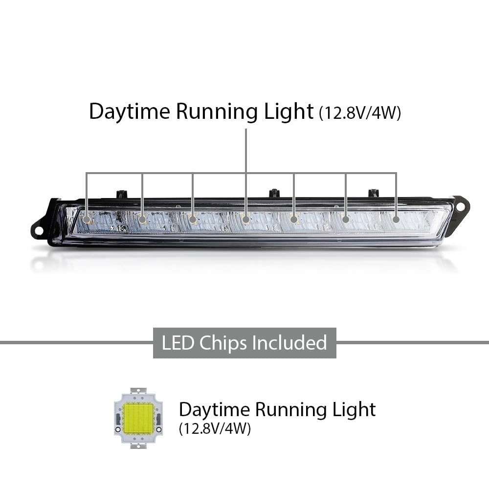 G-PLUS Right LED DRL Daytime Running Fog Light, Compatible with Benz GL-Class X164 GL320 GL350 GL450 GL550 ML63 X166 2007-2013, Passenger Side, 1649060451