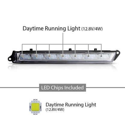 G-PLUS Right LED DRL Daytime Running Fog Light, Compatible with Benz GL-Class X164 GL320 GL350 GL450 GL550 ML63 X166 2007-2013, Passenger Side, 1649060451
