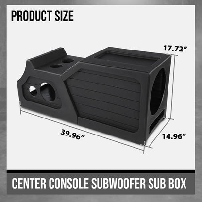 G-PLUS Center Console Subwoofer Sub Box Compatible with Chevy/GM Crew Cab 2007 2008 2009 2010 2011 2012 2013 Black