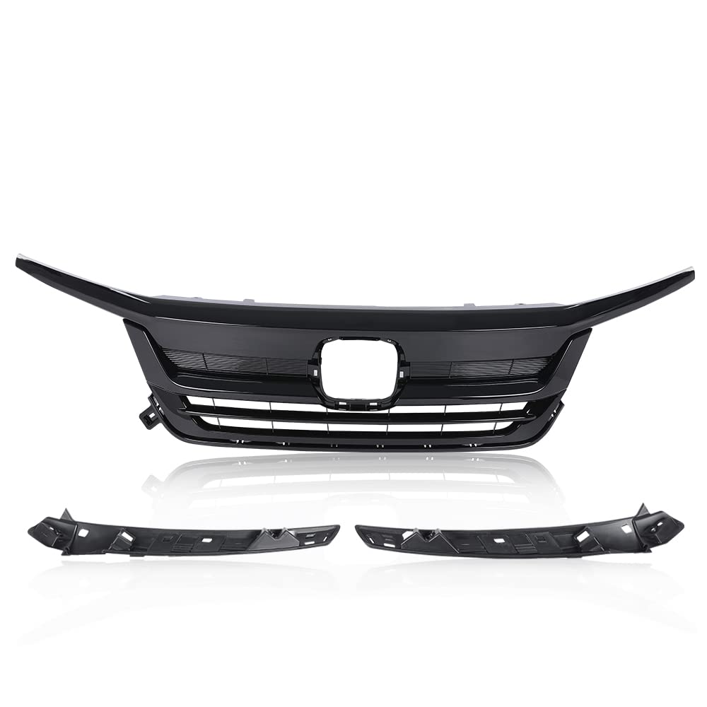 G-PLUS Front Bumper Grill W/Gloss Black Trim Compatible with Honda Pilot Upper Grille Assembly 2019 2020 2021 HO1210158, 71150TG7A50