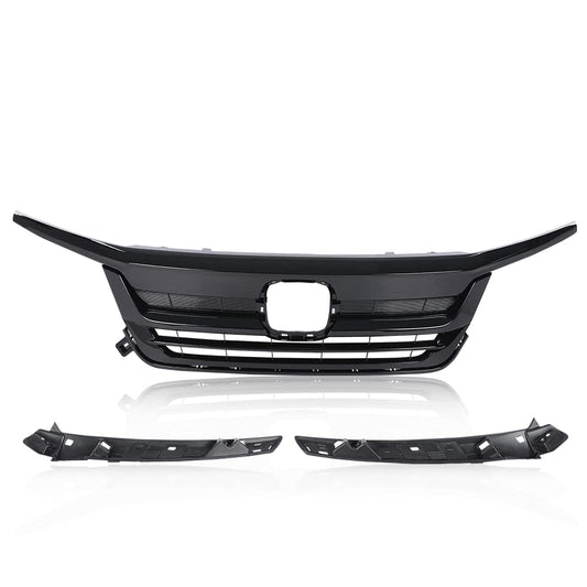 G-PLUS Front Bumper Grill W/Gloss Black Trim GRILLES | COMPATIBLE WITH HONDA Pilot Upper Grille Assembly 2019 2020 2021 HO1210158, 71150TG7A50