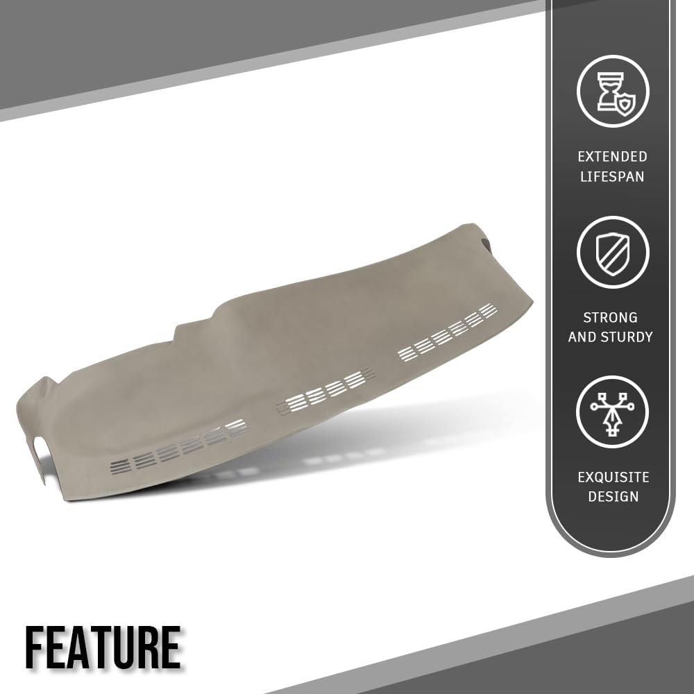 G-PLUS TPE Dash Cover Skin Cap Fit Chevy Silverado/GMC Sierra 1500 2500 1999-2006, Fit Chevy Silverado/GMC Sierra Classic 2007 Gray