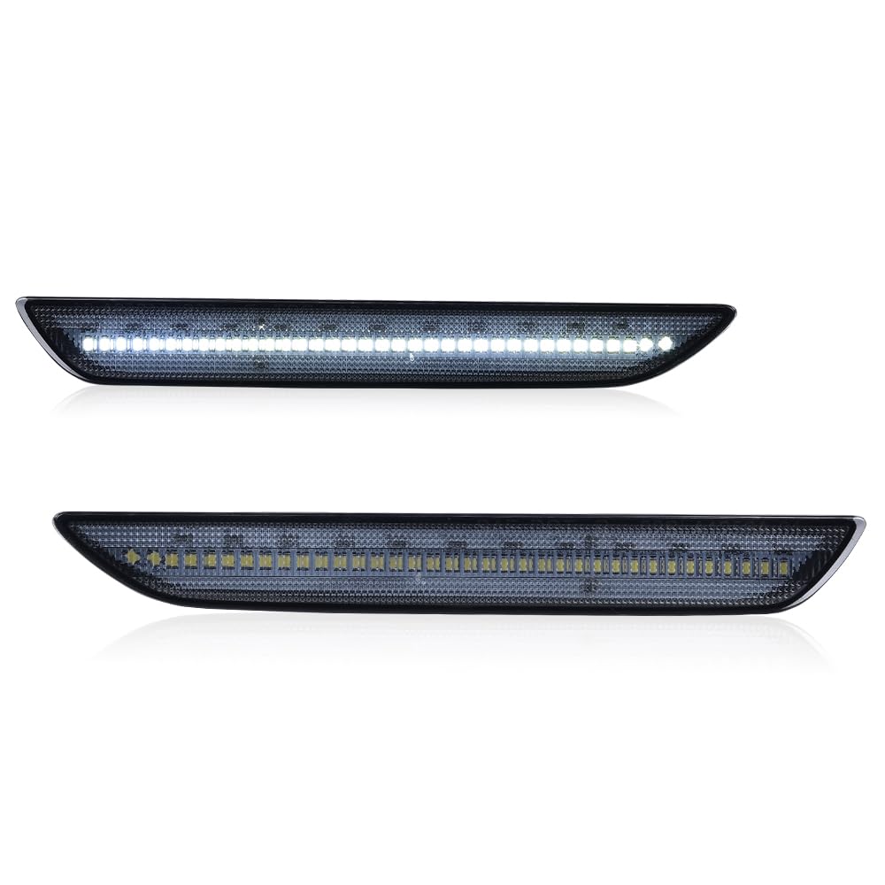 G-PLUS LED Rear Side Marker Lights Lamps With Bulbs Compatible with Ford Mustang 2015 2016 2017 2018 2019 2020 2021 2022 FR3Z-15A201-A, FR3Z-15A101-A, FR3Z15A201A, FR3Z15A101A Pair DARK Smoke