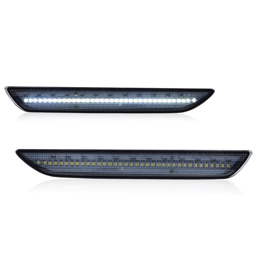 G-PLUS LED Rear Side Marker Lights Lamps With Bulbs Compatible with Ford Mustang 2015 2016 2017 2018 2019 2020 2021 2022 FR3Z-15A201-A, FR3Z-15A101-A, FR3Z15A201A, FR3Z15A101A Pair DARK Smoke