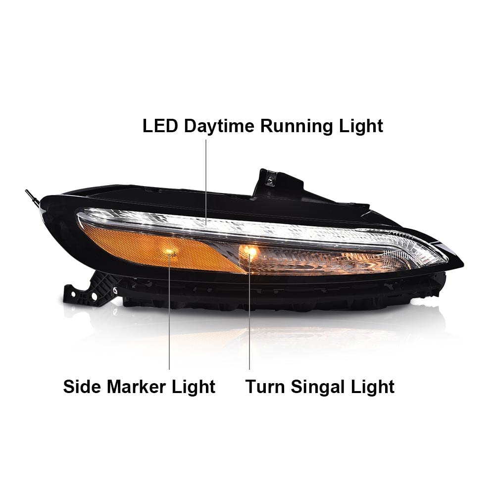 G-PLUS LED DRL Parking Light Turn Signal Lamp With Bulbs Compatible with 2014-2018 Jeep Cherokee 68157102AQ Right Passenger Side