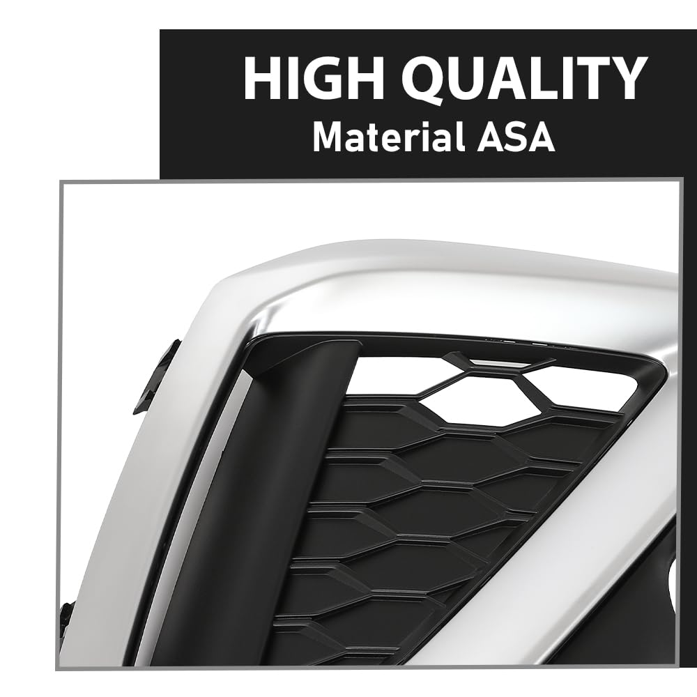 G-PLUS Pair Fog Light Cover Fog Lamp Grilles Cover, Compatible with Audi A4/S4 2020-2023, LH Driver & RH Passenger 2PCS