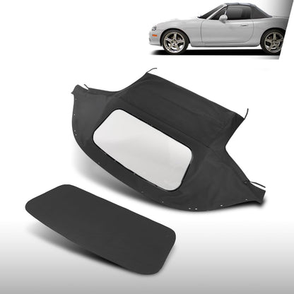 G-PLUS Convertible Soft Top w/Plastic Window Compatible with Mazda Miata 1990-2005 Black