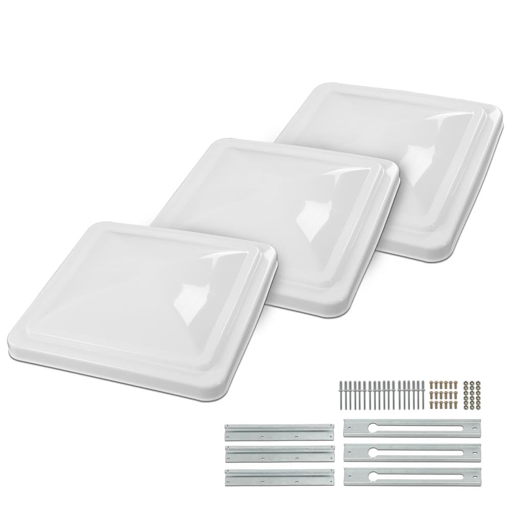 G-PLUS 3pcs 14" x 14" White Roof Vent Cover Compatible With Ventline RV Prior to 2008 and Elixir RV Starting 1994 - Camper Trailer