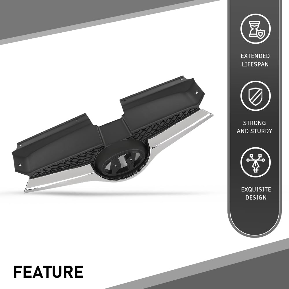 G-PLUS Front Grille Compatible with Ve.loster Base 2012-2017/ Ve loster RE:FLEX 2014 2015/ SE, Tech 2015 2016 Bumper Grill w/Chrome Trim Replacement for 863502V100, HY1200170