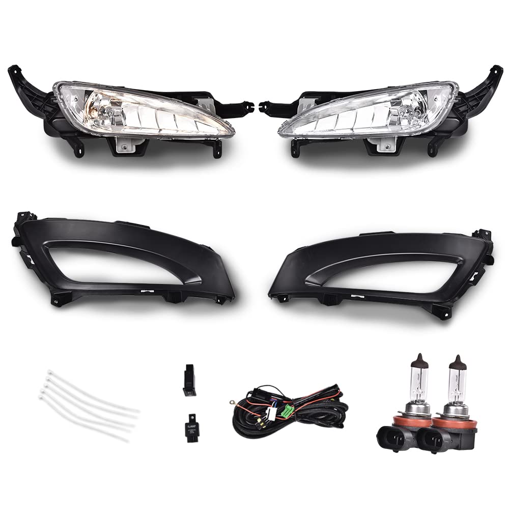 G-PLUS Front Bumper Fog Lights, Front Right Left Bumper Fog Lamp & Bezels 2pcs Compatible with 2011 2012 2013 Kia Optima 922012T010 922022T010 865512T000 865522T000
