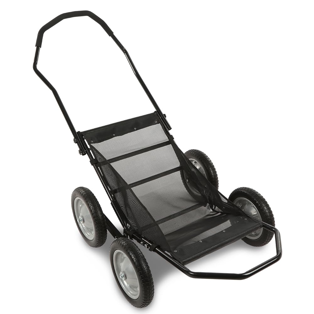 G-PLUS 500 Pounds Capacity Foldable Multi Use Deer Game Recovery Cart Utility Gear Dolly with 4 Oversized Wheels All Terrain Cart Black