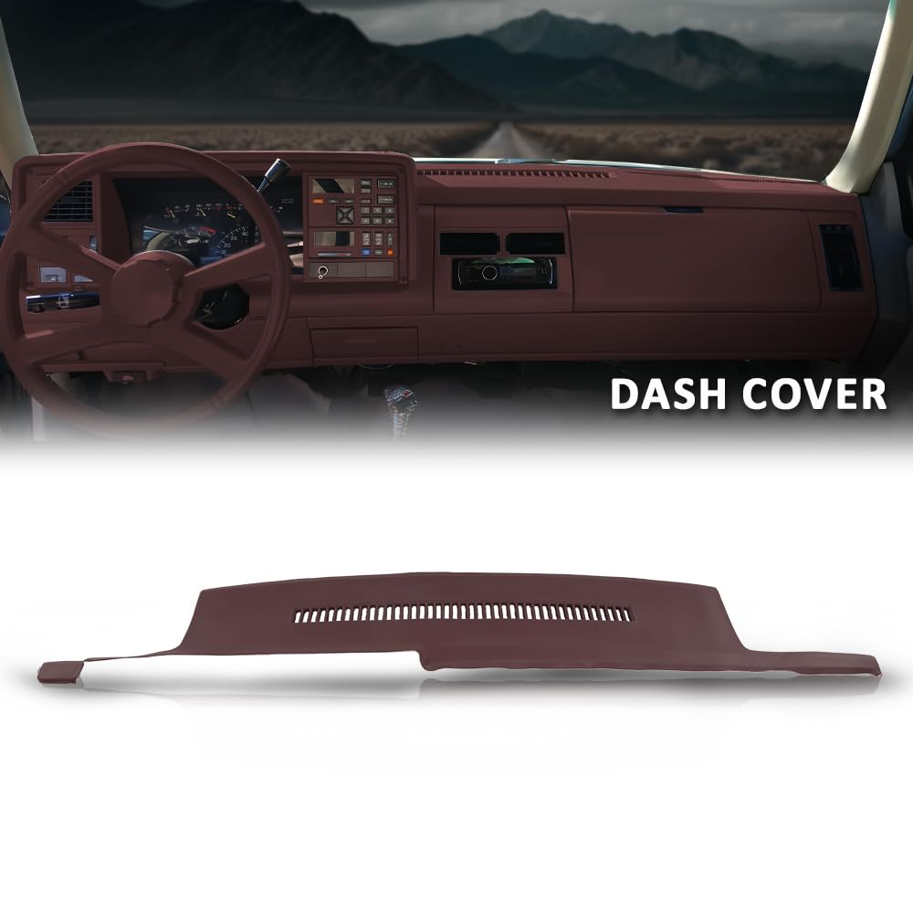 G-PLUS TPE Dash Cover Dashboard Panel Compatible with Chevy & GMC C1500 C2500 C3500 K1500 K2500 K3500 Suburban Yukon 1989-1994, Instrument Panel Cover Red