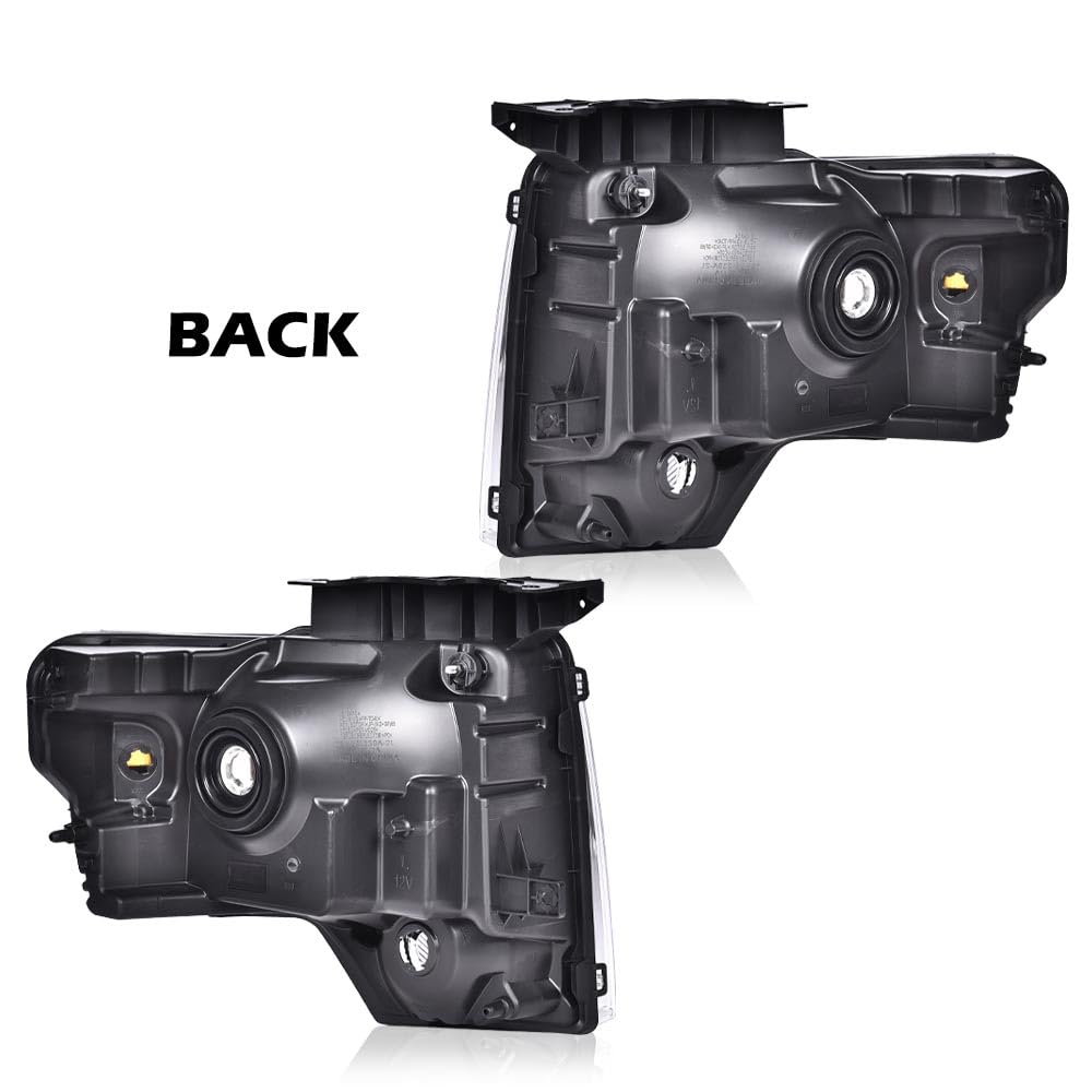 G-PLUS Headlights Assembly, Compatible with 2009-2014 Ford F150(NOT Fit LED Style,Only Fit w/o LED Style) Clear Lens Chrome Housing Amber Reflector, Left & Right Bumper Headlamps,faros delanteros