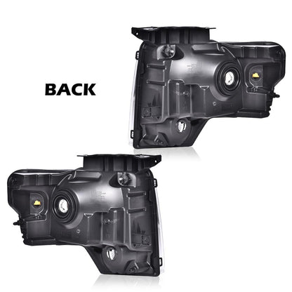 G-PLUS Headlights Assembly, Compatible with 2009-2014 Ford F150(NOT Fit LED Style,Only Fit w/o LED Style) Clear Lens Chrome Housing Amber Reflector, Left & Right Bumper Headlamps,faros delanteros