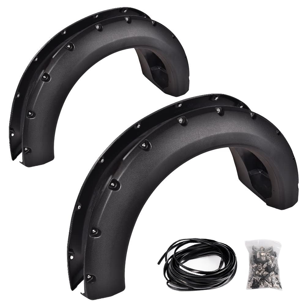 G-PLUS 4PCS Fender Flares Compatible with Ford F150 2004-2008 with 66.0" / 67.0" / 78.0" / 96.0" Bed Length (Not Fit Heritage Models) Wheel Opening Molding Arch Trim, Textured Riveted Style