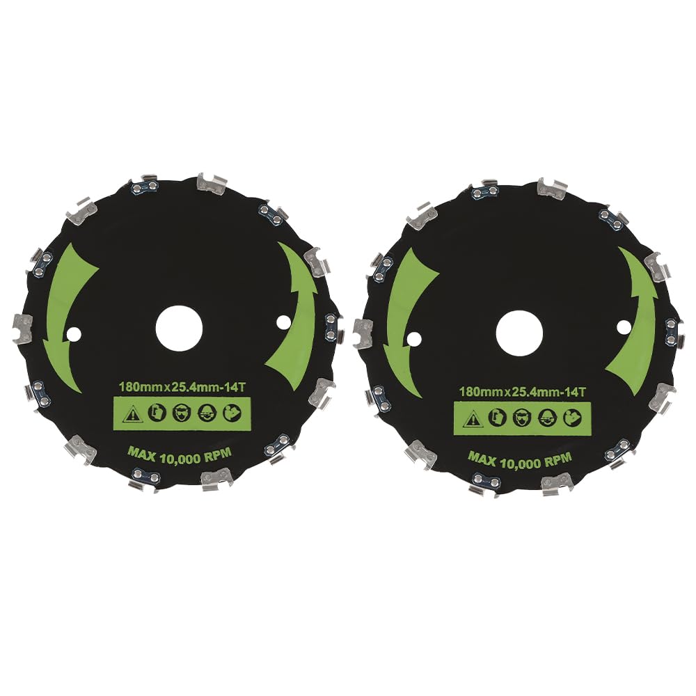 G-PLUS 2pcs 7" Chainsaw 14-Tooth Brush Blades Fit Bush Cutter Weed Eater Trimmer Head Black